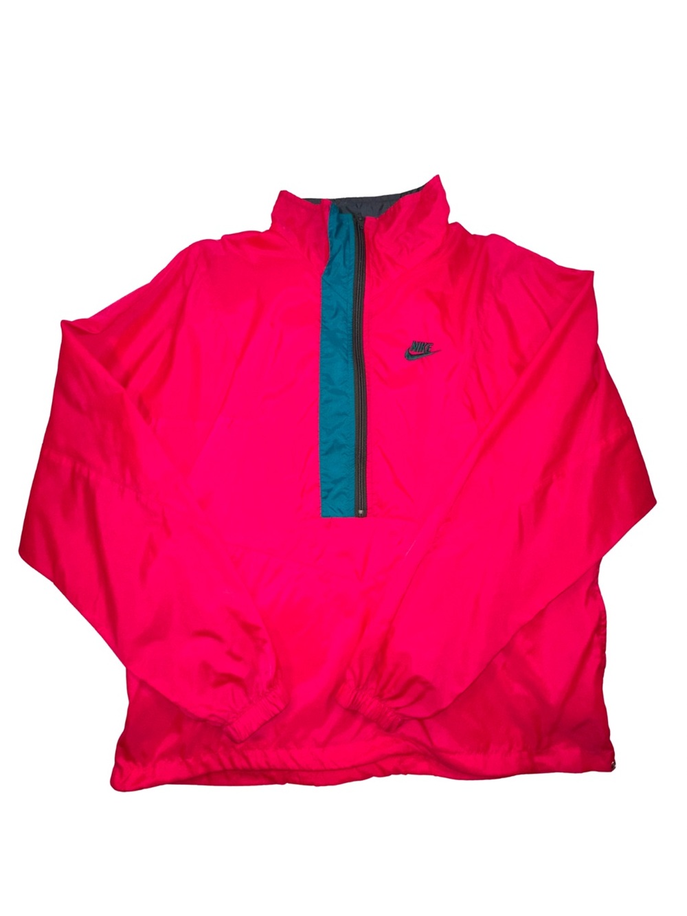 Vintage 90s Nike Pink Blue Half Zip Windbreaker Pullover XL